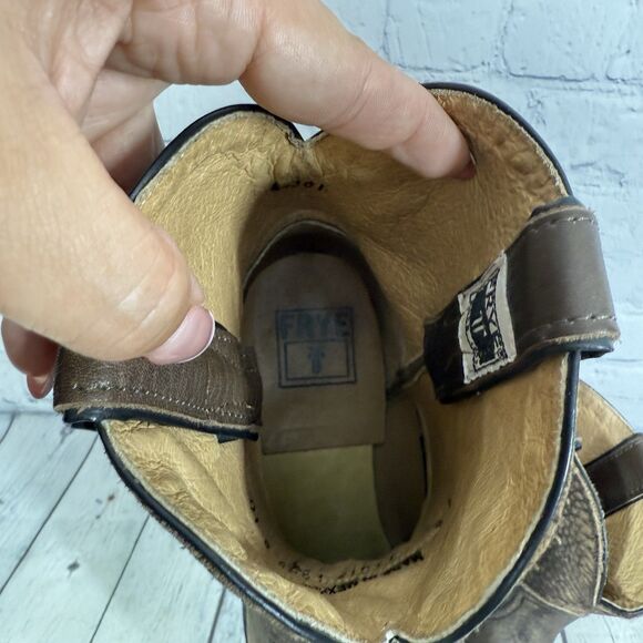 Frye Regina Ankle Booties Women Size 10 Brown Soft Leather Slip on Western - Picture 11 of 15